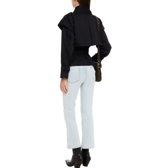 FRAME Astor Gathered Cotton-Blend Twill Cropped Jacket - Picture 3 of 8